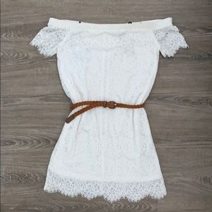 ❤️ White Lace Off-the-Shoulder Zipper Dress